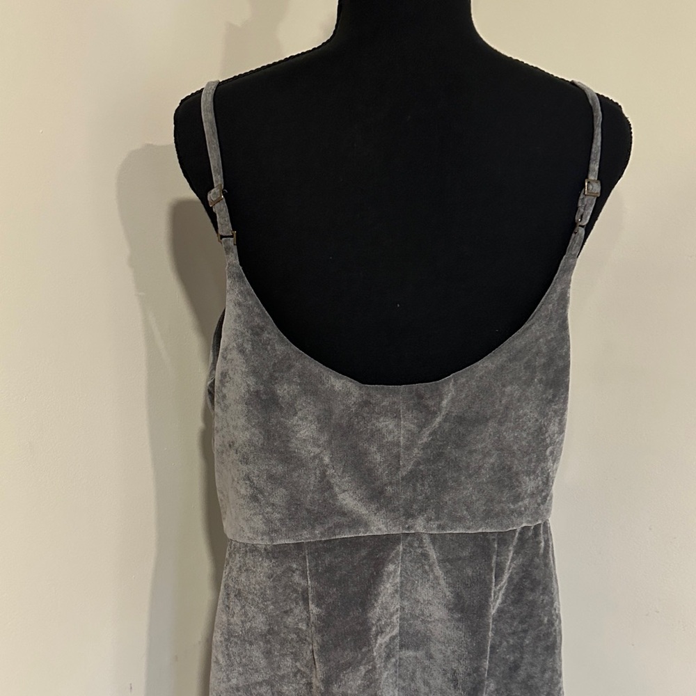 *COOPERATIVE* Urban Outfitters Grey Velvet Button-Front Slip Dress Size Large - Picture 8 of 9